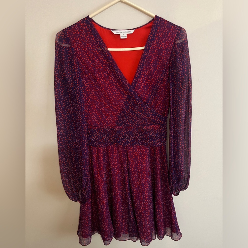 Printed faux wrap dress